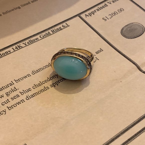 SOLD     14k Chancedony Brown Diamonds Ring - Picture 5 of 6